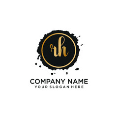 Fototapeta premium RH initial Handwriting logo vector template