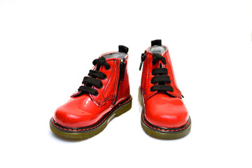 Red boots isolated on the white background.