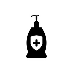 Hand sanitizer bottle icon isolated on white background. Disinfection concept. Washing gel. Alcohol bottle for hygiene.Vector Illustration