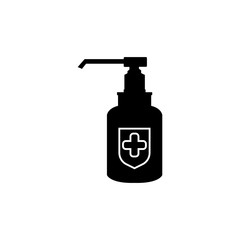 Obraz premium Hand sanitizer bottle icon isolated on white background. Disinfection concept. Washing gel. Alcohol bottle for hygiene.Vector Illustration