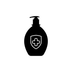 Hand sanitizer bottle icon isolated on white background. Disinfection concept. Washing gel. Alcohol bottle for hygiene.Vector Illustration