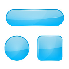 Blue glass buttons. Web 3d shiny icons