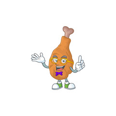Cartoon character design of Geek fried chicken wearing weird glasses