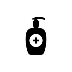 Hand sanitizer bottle icon isolated on white background. Disinfection concept. Washing gel. Alcohol bottle for hygiene.Vector Illustration