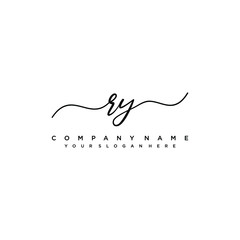 RY initial Handwriting logo vector template