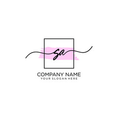 SA initial Handwriting logo vector template
