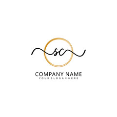 SC initial Handwriting logo vector template