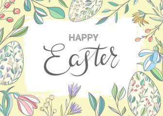 Fototapeta na wymiar Happy easter. Easter floral banner