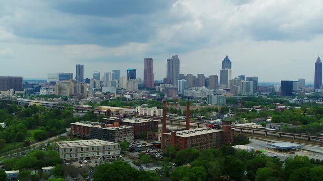 Downtown Atlanta, Georgia in April 202 -  Aerial View of a city in lockdown in Ultra High Definition (4K)