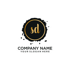 SD initial Handwriting logo vector template