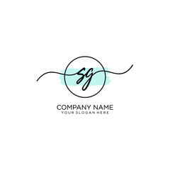 SG initial Handwriting logo vector template