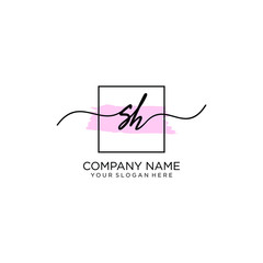 SH initial Handwriting logo vector template