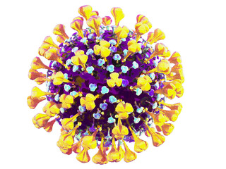 Cowid-19 coronavirus closeup cut out on a white background