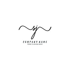 SJ initial Handwriting logo vector template