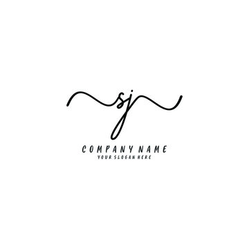 SJ initial Handwriting logo vector template