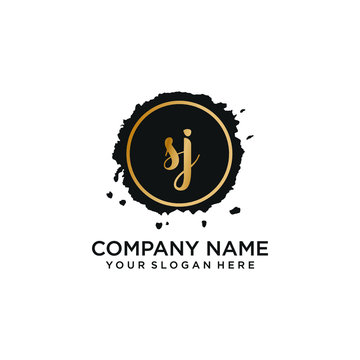 SJ initial Handwriting logo vector template