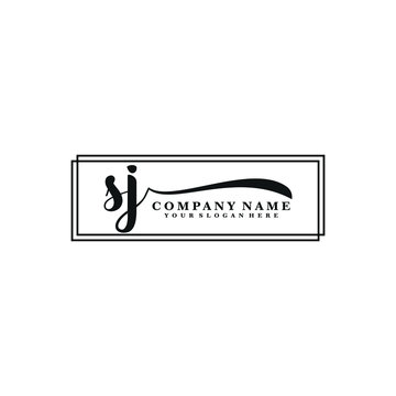 SJ initial Handwriting logo vector template