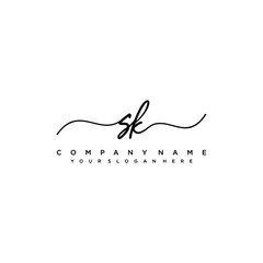 SK initial Handwriting logo vector template