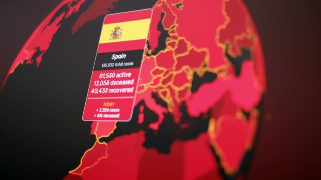 virus map in Spain - covid-19 coronavirus contagion monitoring around the globe 