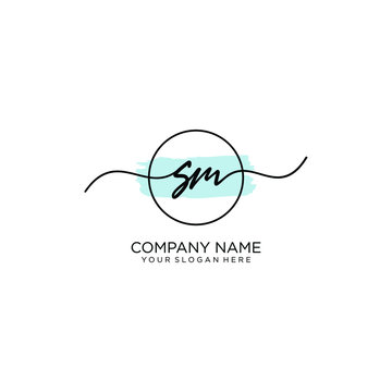 SM initial Handwriting logo vector template