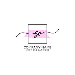 SO initial Handwriting logo vector template