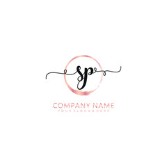 SP initial Handwriting logo vector template