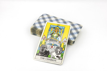 illustrative editorial Rider Waite tarot cards "The Chariot" 