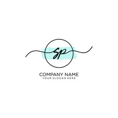 SP initial Handwriting logo vector template