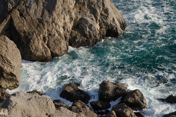 Surf on the Black Sea in winter