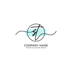 ST initial Handwriting logo vector template