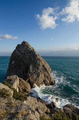 Surf on the Black Sea in winter