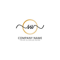 Obraz premium SU initial Handwriting logo vector template