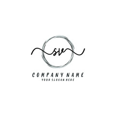 SV initial Handwriting logo vector template