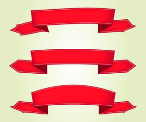 Set of red retro ribbons.