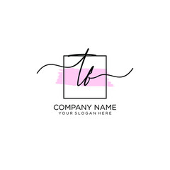 TF initial Handwriting logo vector template