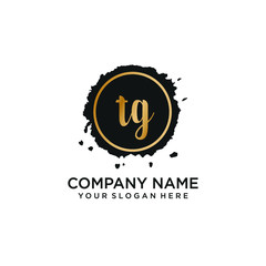 TG initial Handwriting logo vector template