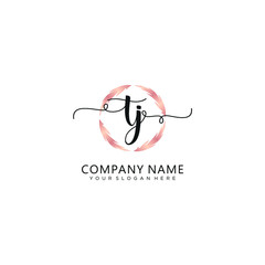 TJ initial Handwriting logo vector template