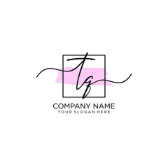 TQ initial Handwriting logo vector template