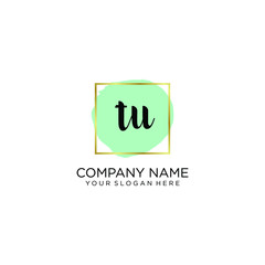 TU initial Handwriting logo vector template