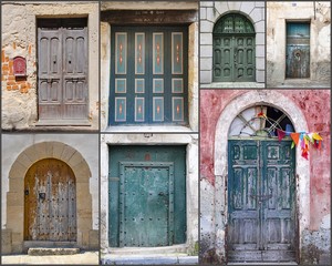 doors from different countries of Europa. Old and picturesque door. Collage and composition.