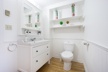 Naklejka na ściany i meble modern white small bathroom with toilet