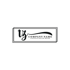 TZ initial Handwriting logo vector template