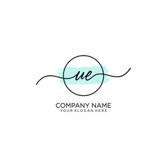UE initial Handwriting logo vector template