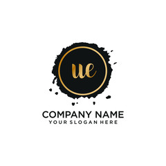 UE initial Handwriting logo vector template