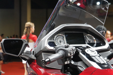 Motorcycle meter panel. Contain many indicators such as odometer, speed, rpm,  fuel level etc.  It helps riders while riding a motorcycle.