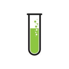 Test tube logo. Scientific research, chemical experiment. Symbol, icon illustration