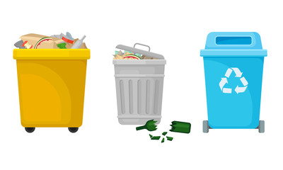 Garbage or Refuse in the Tanks and Sack Vector Set