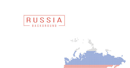 Obraz premium Russia country map backgraund made from halftone dot pattern, Flag concept. Vector illustration isolated on white background