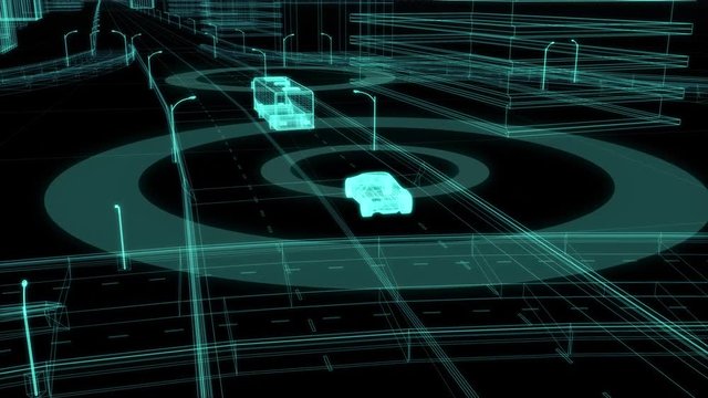 Autonomous electric car independently detects a vehicle in front of you and reduces speed. 3d rendering. Autonomous Smart Car. Future. Autonomous Technology. Transport Communication. 