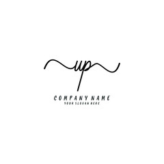 UP initial Handwriting logo vector template
